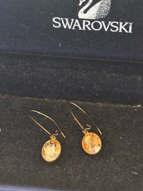 Swarovski Jewelry - Swarovski Gold-Tone Earrings with Amber Crystals